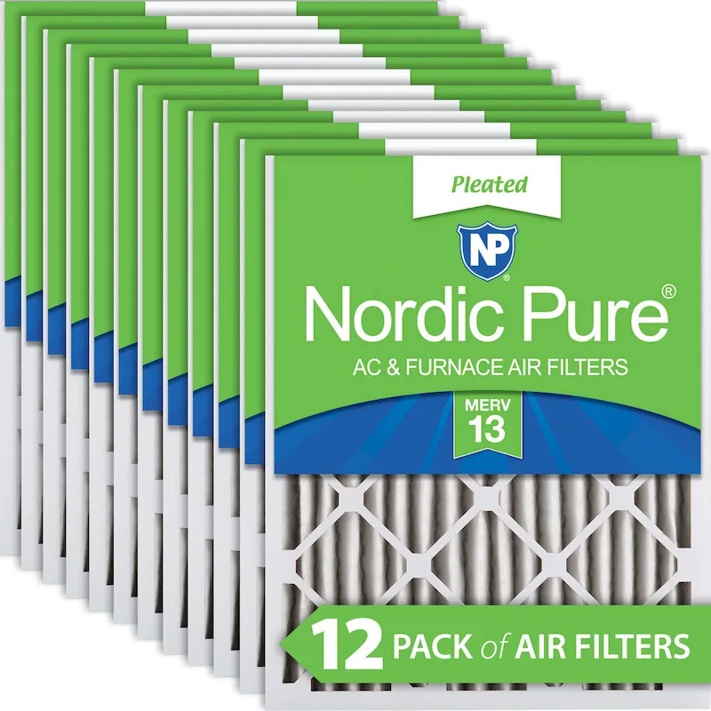 Nordic Pure 16x16x2 Pleated MERV 13 Air Filters 12 Pack (16x16x2M13-12)