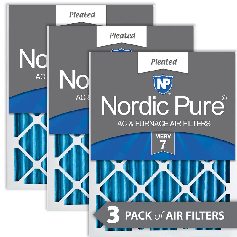 Nordic Pure 16x20x2 Pleated MERV 7 Air Filters 3 Pack (16x20x2M7-3)