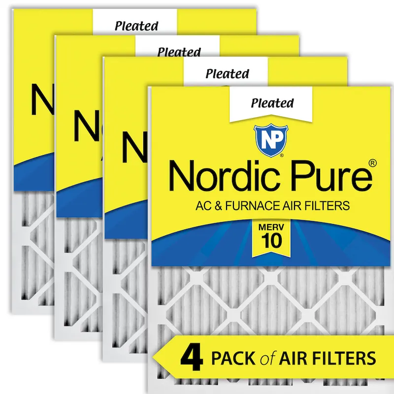 Nordic Pure 24x30x1 Pleated MERV 10 Air Filters 4 Pack (24x30x1M10-4)