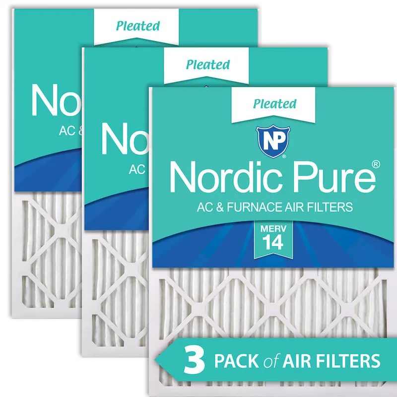 Nordic Pure 10x24x1 Pleated MERV 14 Air Filters 3 Pack (10x24x1M14-3)