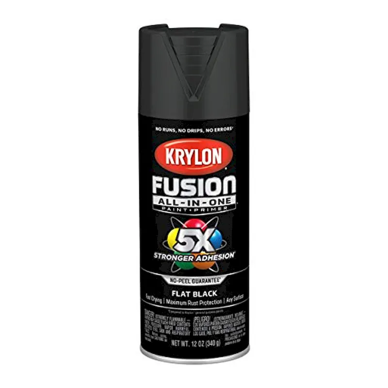 Krylon Fusion K02728007 All-In-1 Spray Paint for Indoor/Outdoor Use, Flat Black