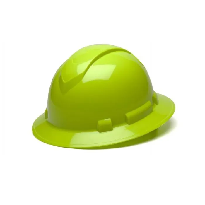 Pyramex HP54131 Ridgeline Full Brim 4 Point Ratchet Hard Hat, Hi Vis Lime, 1 Each