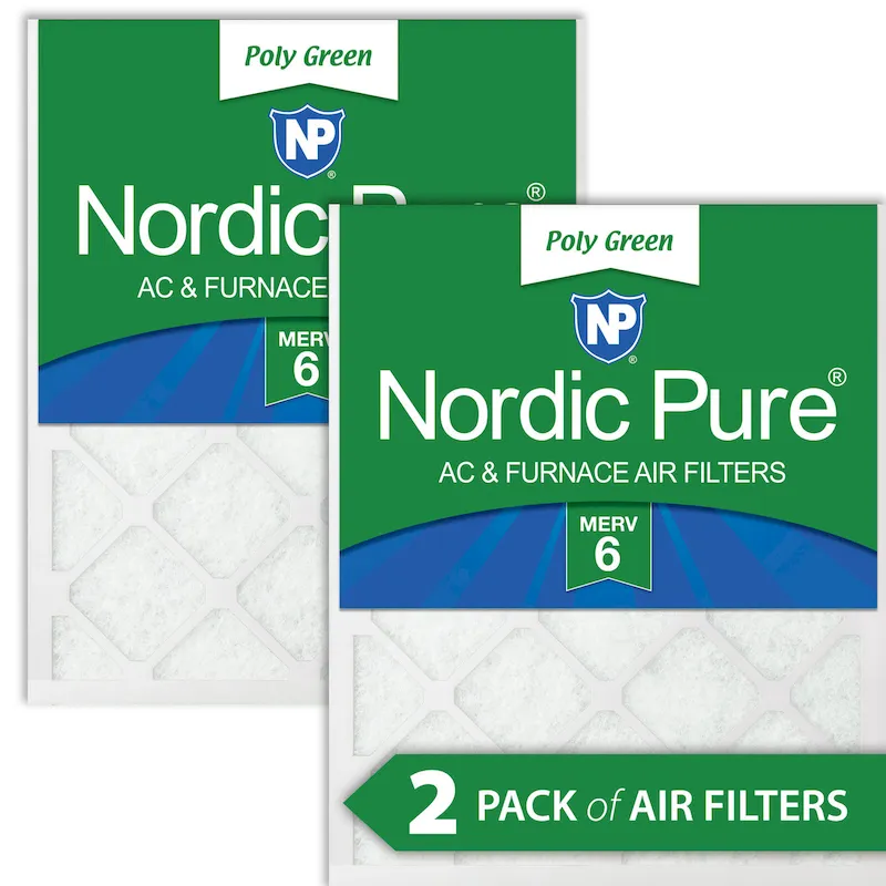 Nordic Pure 14x20x1 MERV 6 Poly Green AC Furnace Air Filter 2 Pack - Captures Dust/Pollen (14x20x1PolyGreen-2)