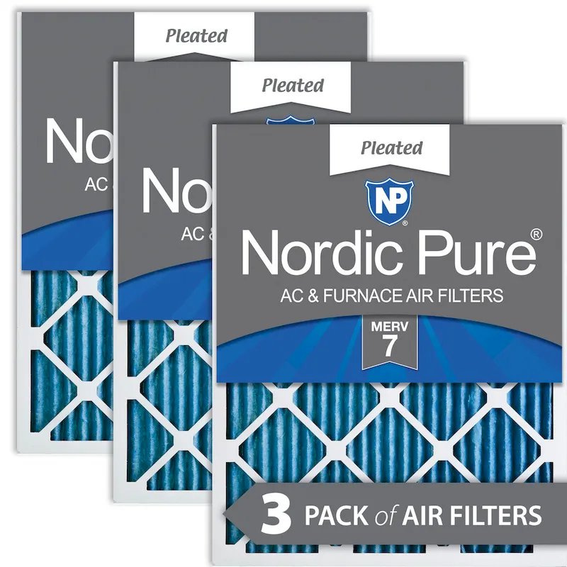 Nordic Pure 18x25x1 (17_1/2x24_1/2) Pleated MERV 7 Air Filters 3 Pack (18x25x1M7-3)