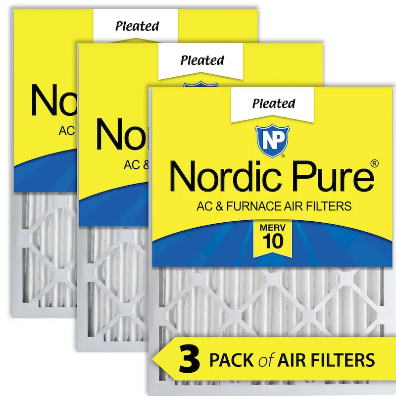 Nordic Pure 20x20x2 Pleated MERV 10 Air Filters 3 Pack (20x20x2M10-3)