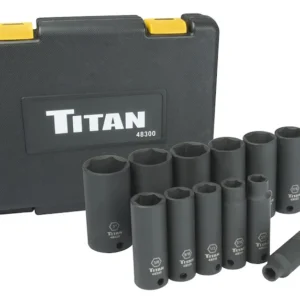 Titan Tools 12 pc. 3/8 in. Drive SAE Deep Impact Socket Set (48300)
