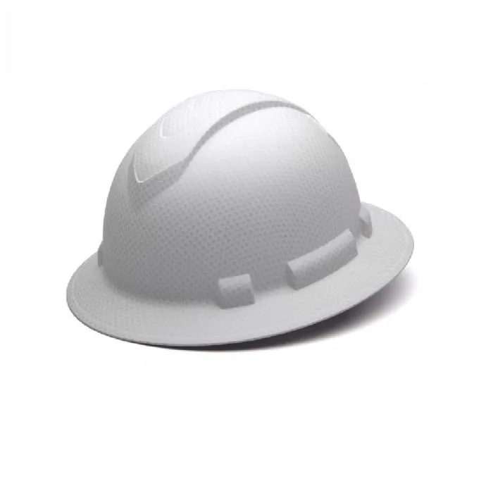 Pyramex Ridgeline HP54116 4 Point Standard Ratchet Full Brim Hard Hat, Matte White with Graphite Pattern, One Size, 1 Each