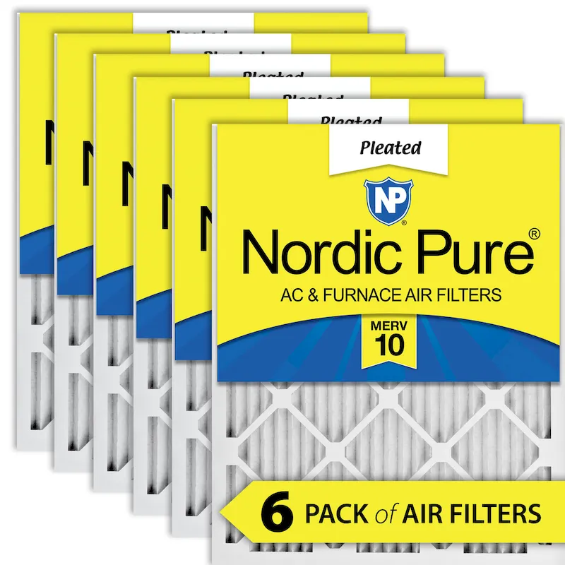 Nordic Pure 12x30x1 (11_7/8x29_7/8) Pleated MERV 10 Air Filters 6 Pack (12x30x1M10-6)