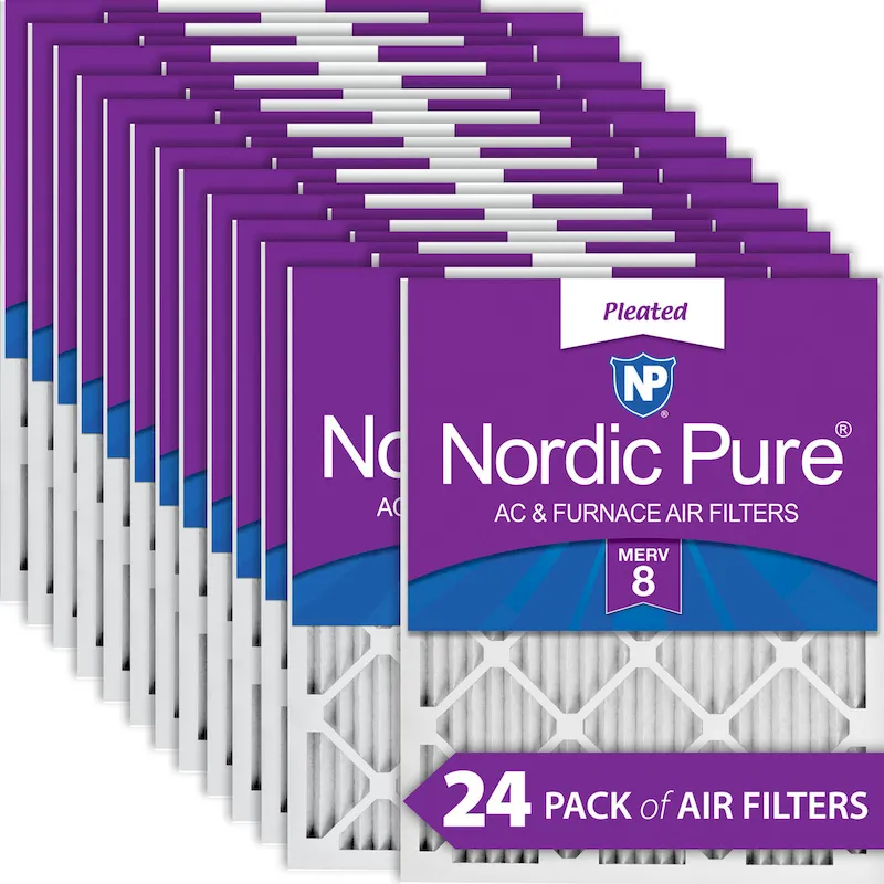 Nordic Pure 14x18x1 Pleated MERV 8 Air Filters 24 Pack (14x18x1M8-24)
