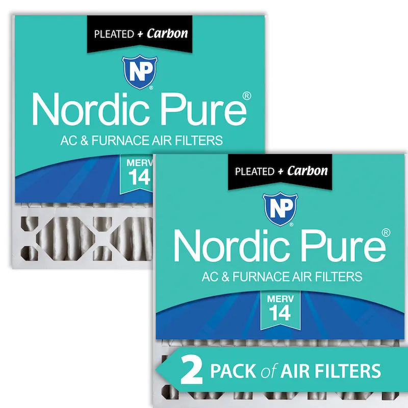 Nordic Pure 20x20x5 (4 3/8) Honeywell Replacement Furnace Filters MERV 14 Plus Carbon 2 Pack (20x20x5HM14+C-2)
