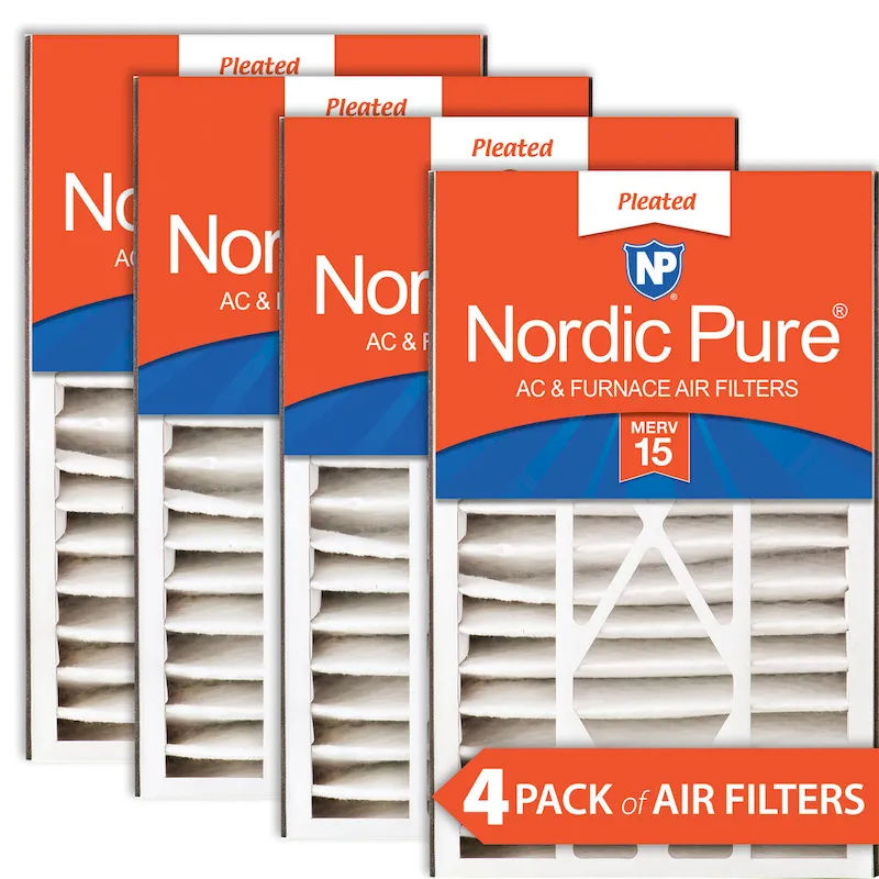 Nordic Pure Air Bear 16x25x5 (4 7/8) Replacement 266649-105 MERV 15 Air Filters 4 Pack (16x25x5ABM15-4)