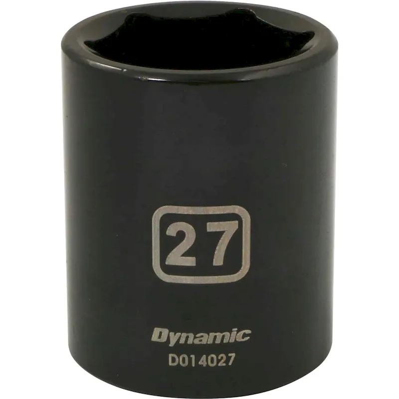 Dynamic Tools 1/2 Drive 6 Point Metric, 27mm Standard Length, Impact Socket (D014027)