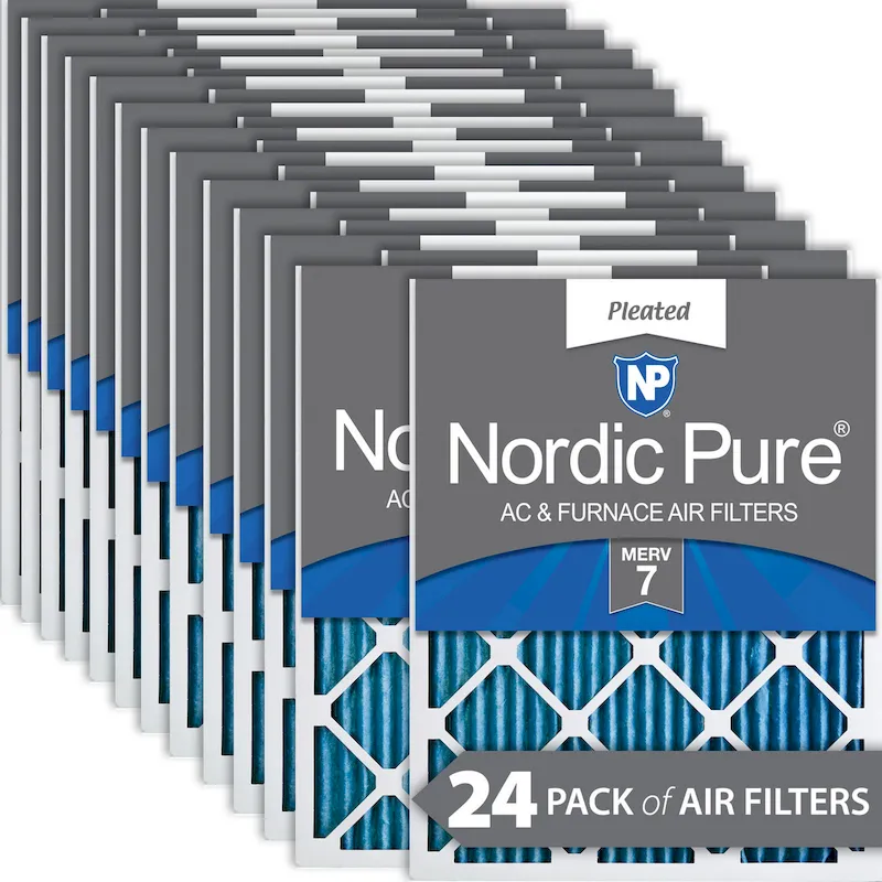 Nordic Pure 18x25x1 (17_1/2x24_1/2) Pleated MERV 7 Air Filters 24 Pack (18x25x1M7-24)