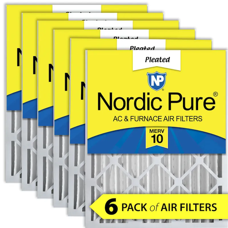 Nordic Pure 12x24x4 (3 5/8) Pleated MERV 10 Air Filters 6 Pack (12x24x4M10-6)