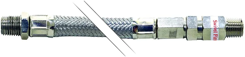 VIAIR Stainless Steel Braided Leader Hose 24-inch 3/8 F to M NPT Swivel (92795)