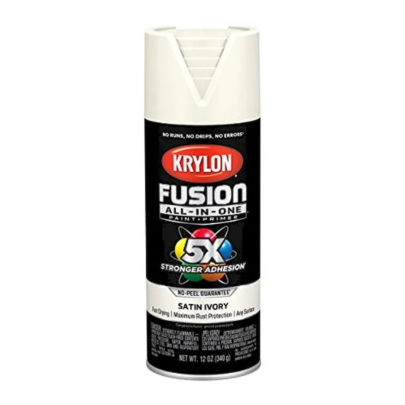 Krylon Fusion K02739007 All-In-1 Spray Paint for Indoor/Outdoor Use, Satin Ivory