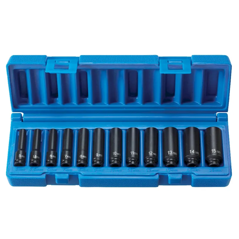 Grey Pneumatic 1/4 Dr. 12pc Deep Metric Magnetic Impact Set (9712MDG)