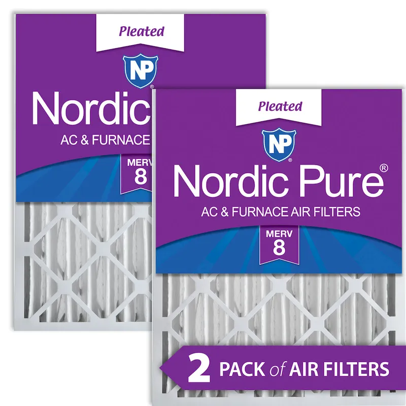 Nordic Pure 16x20x4 (3 5/8) Pleated MERV 8 Air Filters 2 Pack (16x20x4M8-2)