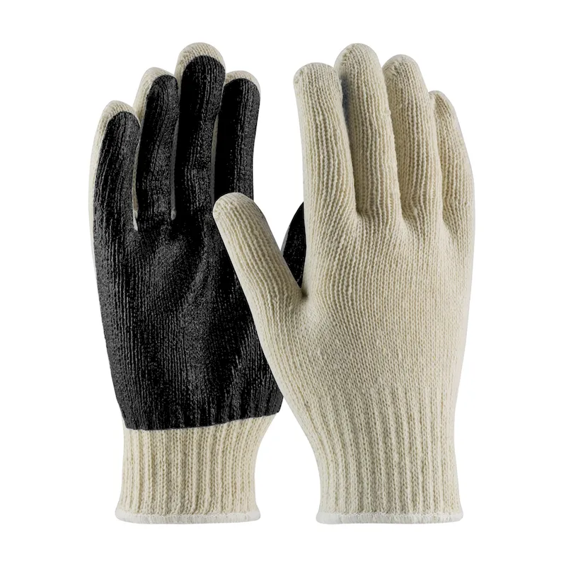 PIP 37-C110PC-BK 7-Gauge Seamless Knit Cotton/Polyester Glove with PVC Palm Coating, Natural, Pair of 12