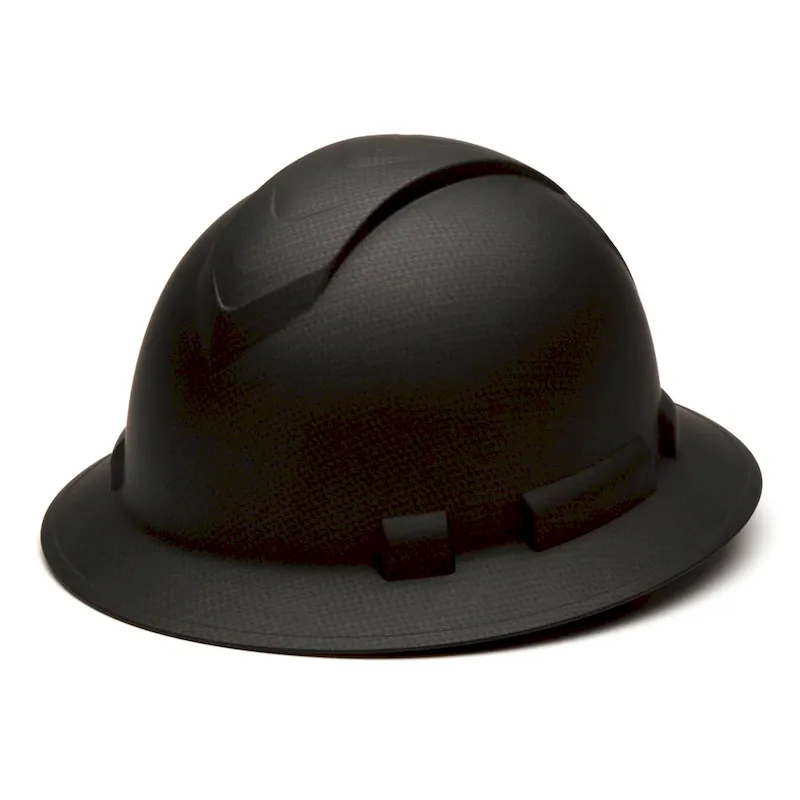 Pyramex Ridgeline HP54117 4 Point Standard Ratchet Full Brim Hard Hat, Black with Graphite Pattern, One Size, 1 Each