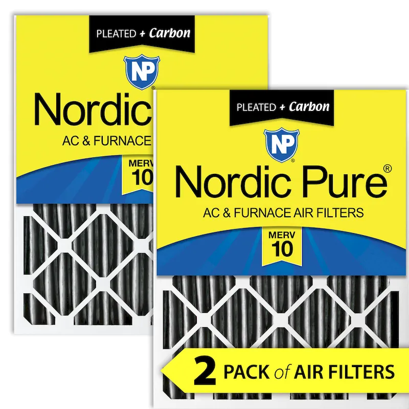 Nordic Pure 20x24x4 (3 5/8) Furnace Air Filters MERV 10 Plus Carbon 2 Pack (20x24x4PM10C-2)