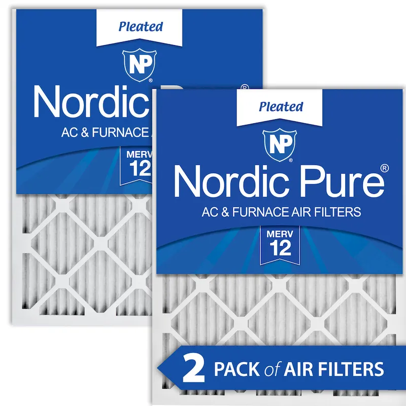Nordic Pure 18x30x1 (17_3/4x29_3/4) Pleated MERV 12 Air Filters 2 Pack (18x30x1M12-2)
