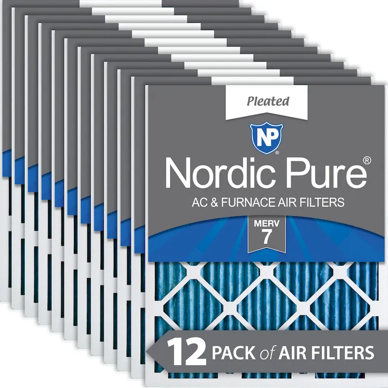 Nordic Pure 10x24x1 Pleated MERV 7 Air Filters 12 Pack (10x24x1M7-12)