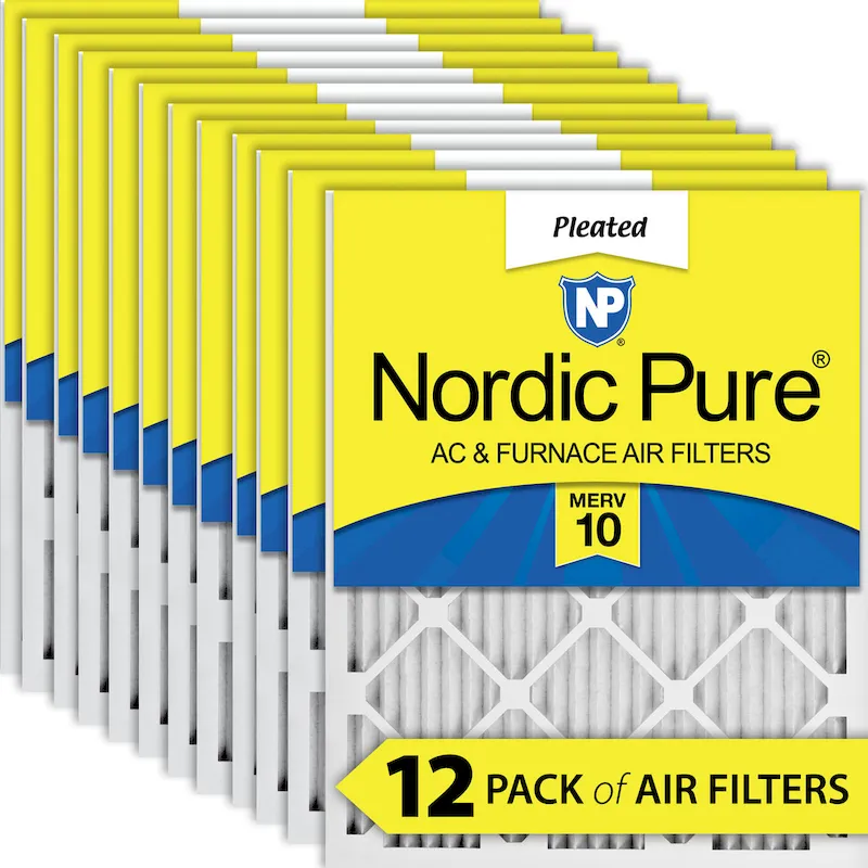 Nordic Pure 18x24x1 (17_1/2x23_1/2) Pleated MERV 10 Air Filters 12 Pack (18x24x1M10-12)