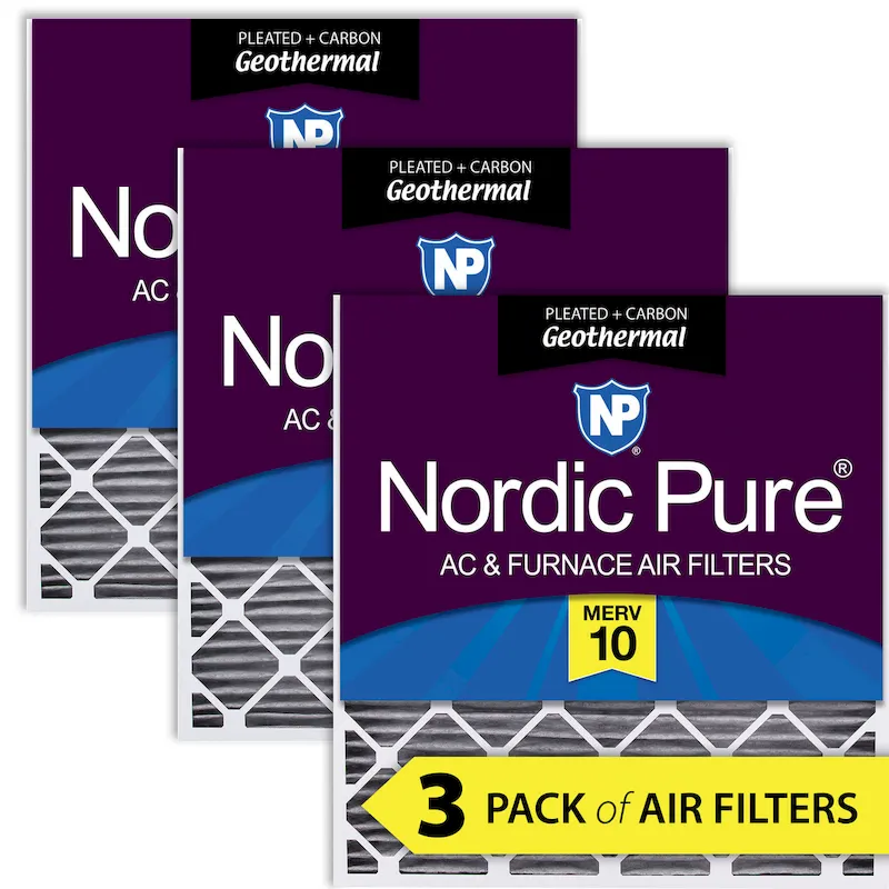Nordic Pure 30x32x2 Geothermal MERV 10 Pleated Plus Carbon AC Furnace Filters 3 Pack (30x32x2GeoPM10C-3)