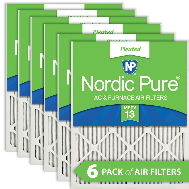 Nordic Pure 20x24x1 (19_1/2x23_7/16) Pleated MERV 13 Air Filters 6 Pack (20x24x1M13-6)