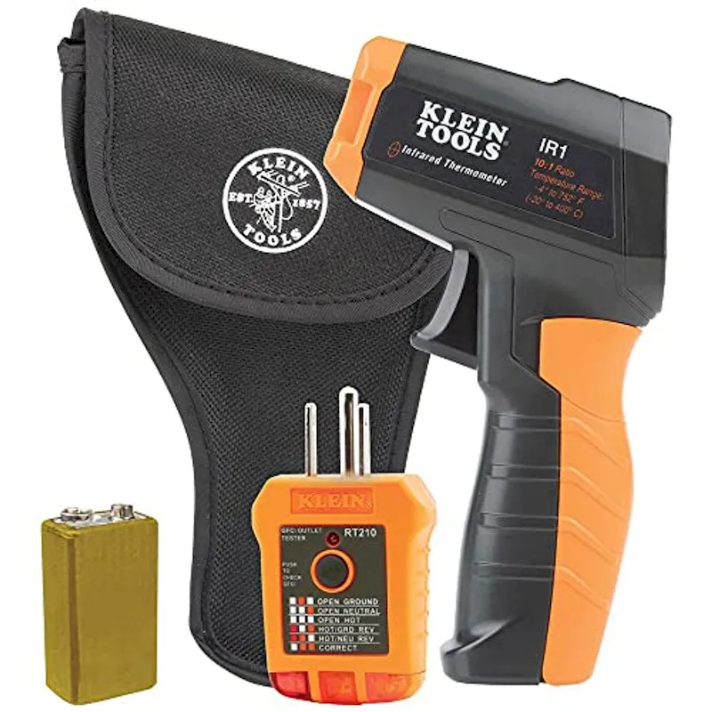 Klein Tools IR1KIT InfraredThermometer and GFCI Receptacle Tester Kit, Tester