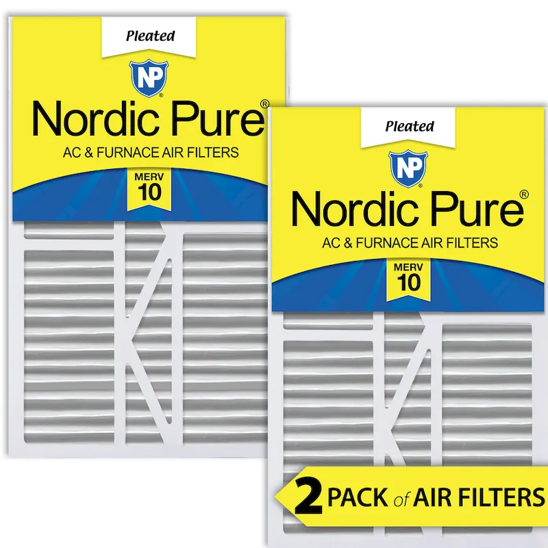 Nordic Pure 16x25x5 1/4 (5.25) Goodman/Carrier/Amana Replacement MERV 10 Air Filters 2 Pack (16x25x5_1/4GCAM10-2)