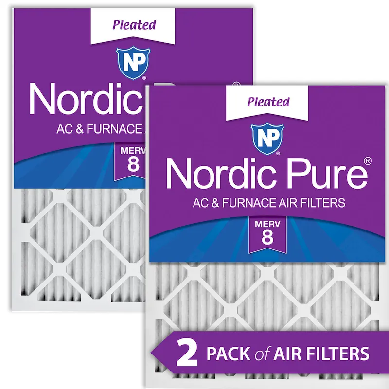 Nordic Pure 12x20x1 (11_1/2x19_1/2) Pleated MERV 8 Air Filters 2 Pack (12x20x1M8-2)