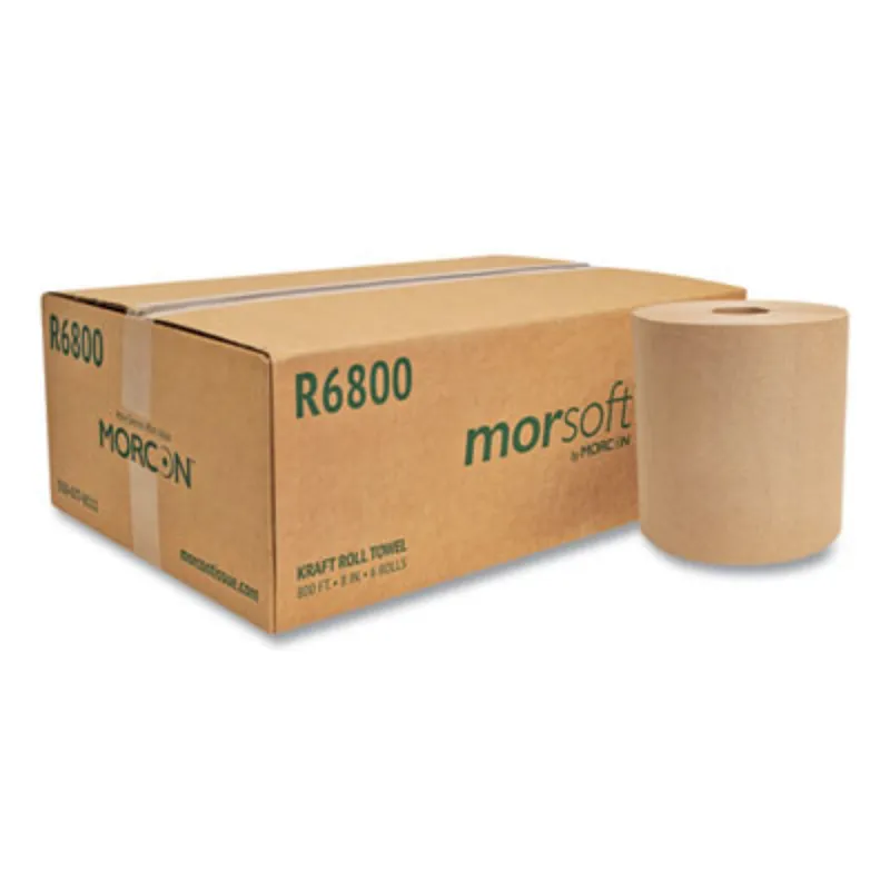 MORCON MOR29 Morsoft Universal Roll Towels, 1-Ply, 8 x 800 ft, Brown, Carton of 6 Rolls
