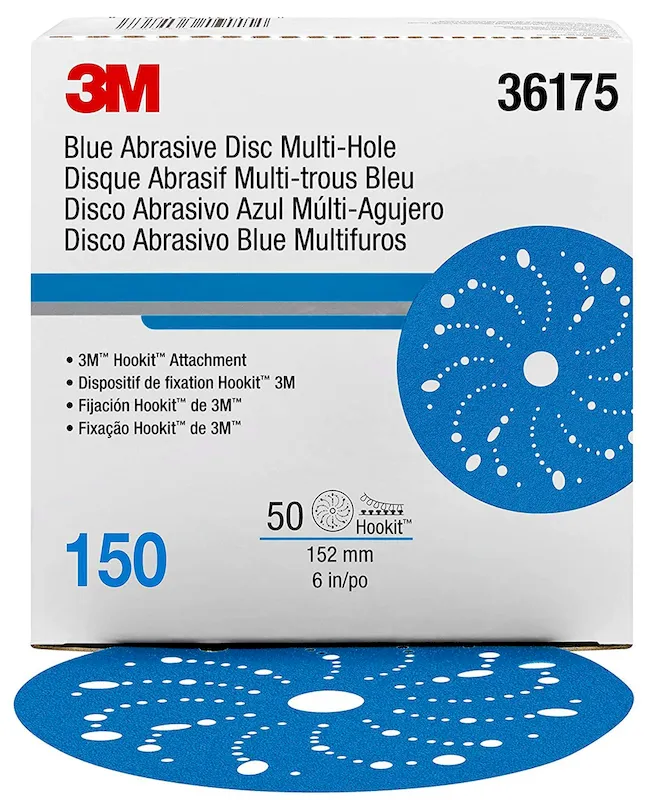 3M 6 150+Grit Multi-Hole Hookit Blue Abrasive Disc (36175)