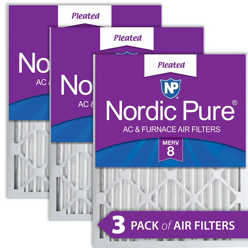 Nordic Pure 18x20x2 Pleated MERV 8 Air Filters 3 Pack (18x20x2M8-3)