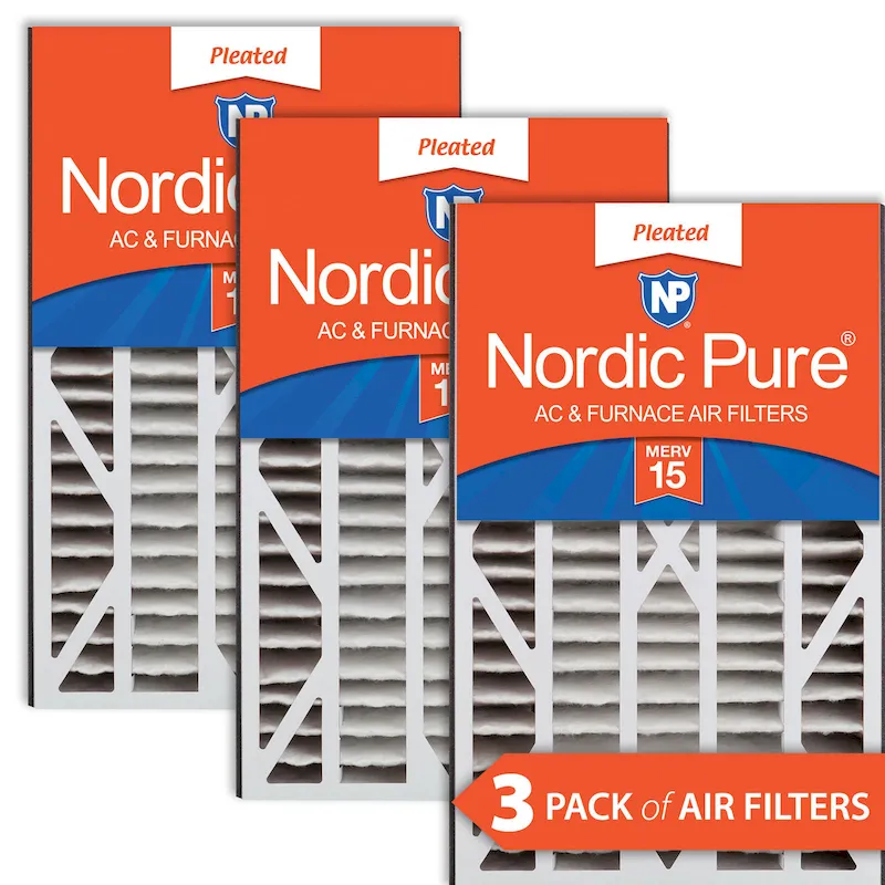 Nordic Pure Air Bear Cub 16x25x3 Replacement 266649-101 MERV 15 Air Filters 3 Pack (16x25x3ABM15-3)