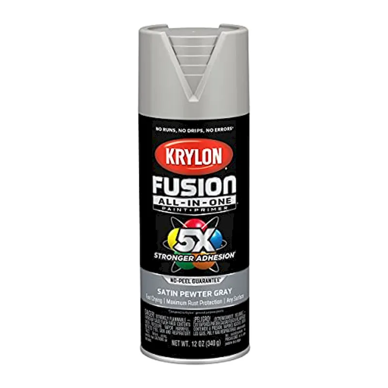 Krylon Fusion K02744007 All-In-1 Spray Paint for In/Outdoor, Satin Pewter Gray