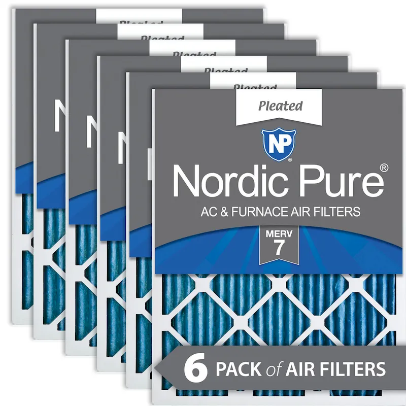 Nordic Pure 15x20x1 (14_1/2x19_1/2) Pleated MERV 7 Air Filters 6 Pack (15x20x1M7-6)
