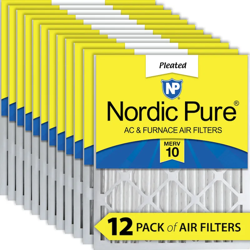 Nordic Pure 16x25x2 Pleated MERV 10 Air Filters 12 Pack (16x25x2M10-12)