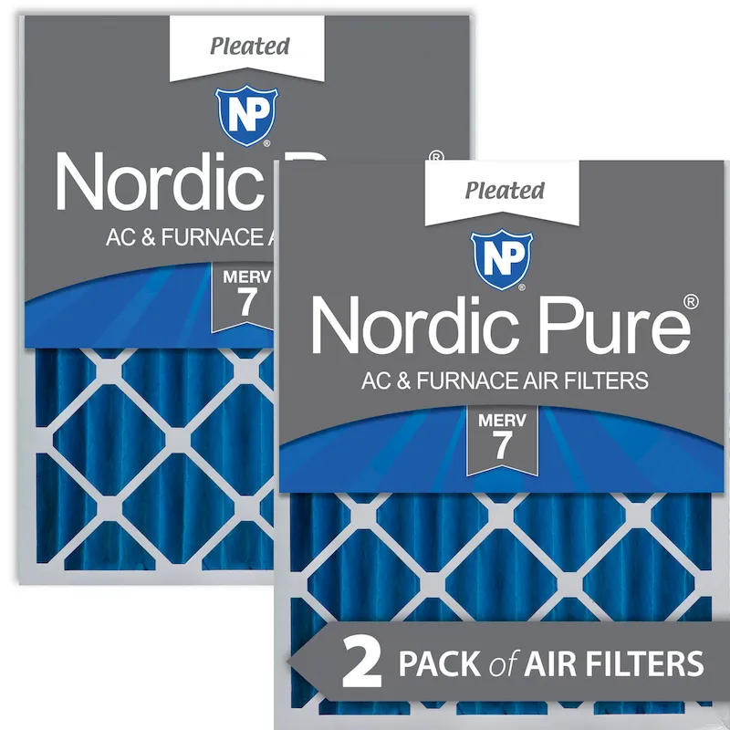Nordic Pure 18x24x4 (3 5/8) Pleated MERV 7 Air Filters 2 Pack (18x24x4M7-2)