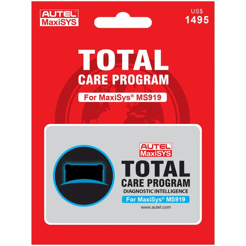 AUTEL MS9191YRUPDATE MaxiSys MS919 Total Care Update & Warranty Card