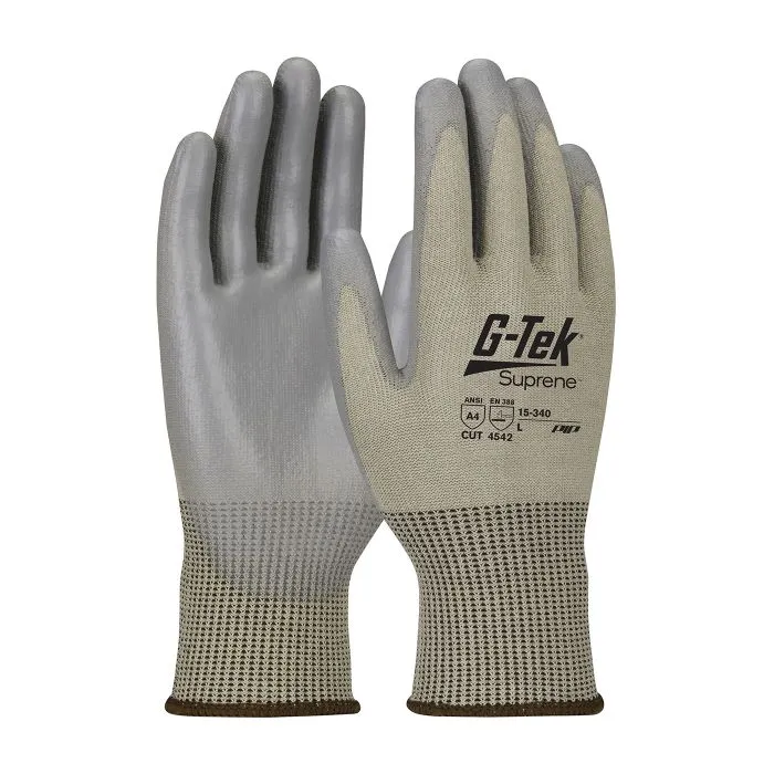 PIP G-Tek 15-340-XXL Suprene Seamless Knit Blended Glove with Polyurethane Coated Smooth Grip, Tan, 2X-Large, Case of 72