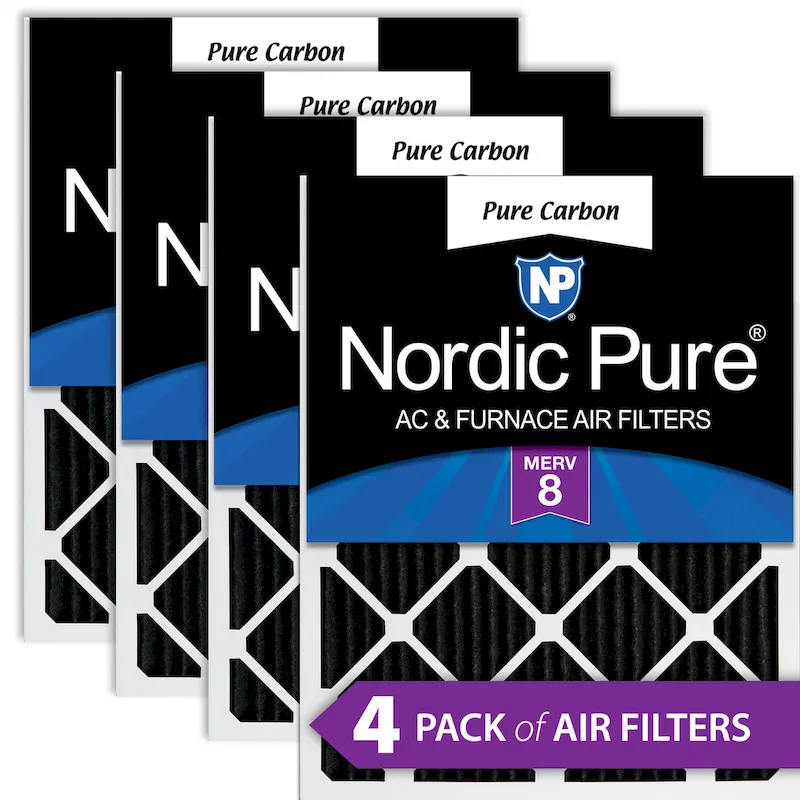 Nordic Pure 16x24x1 (15_1/2x23_1/2) Pure Carbon Odor Reduction Furnace Air Filters 4 Pack (16x24x1PCP-4)