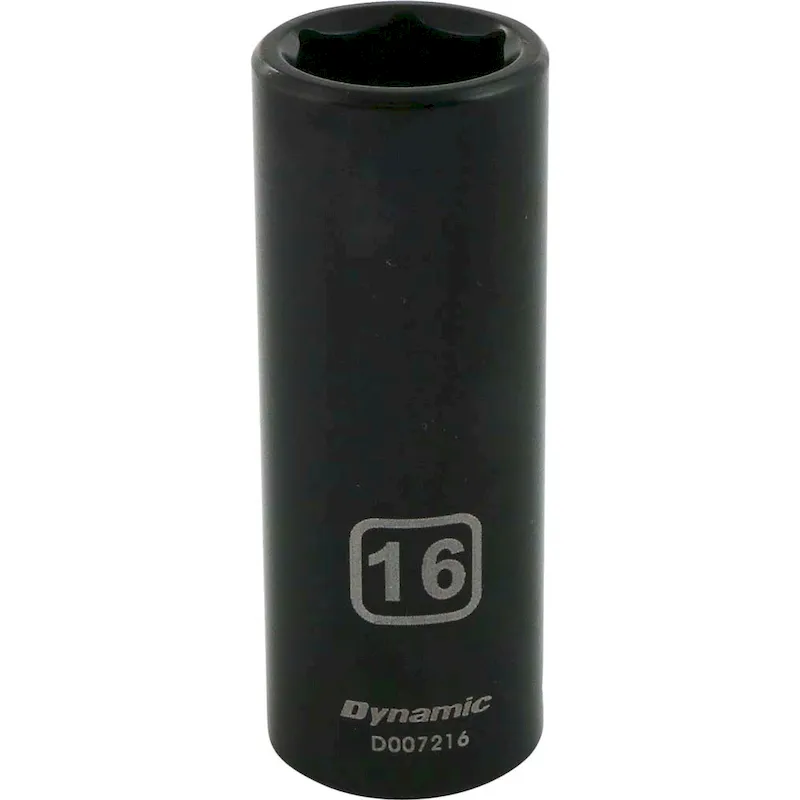 Dynamic Tools 3/8 Drive 6 Point Metric, 16mm Deep Length, Impact Socket (D007216)