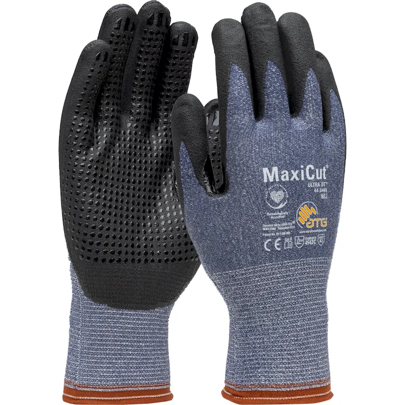 PIP ATG 44-3445 MaxiCut Ultra DT Premium Nitrile Coated Gloves, Blue, 1 Dozen