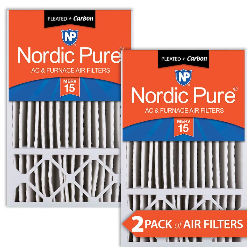 Nordic Pure 16x25x5 (4 3/8) Honeywell Replacement Air Filters MERV 15 Plus Carbon 2 Pack (16x25x5HM15+C-2)