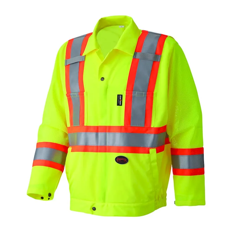 Pioneer Safety Hi-Vis Traffic Safety Jacket, Yellow/Green, Large (V1070260U-L)