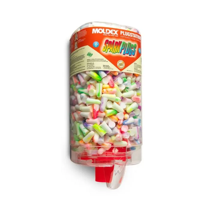 Moldex SparkPlug Earplugs 6645 Uncorded Plugstation Dispenser, Carton of 500 Pairs, Case 0f 4 Cartons