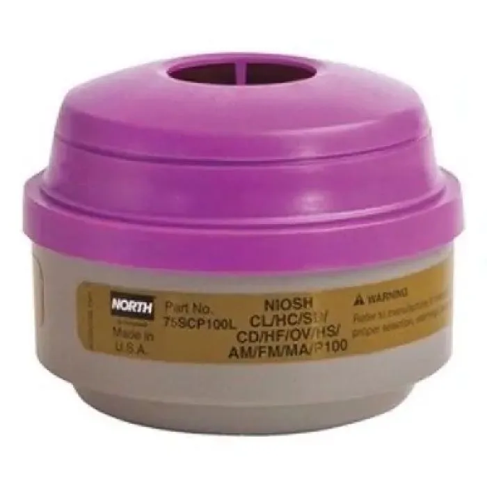 Honeywell North 75SCP100L N Series Defender Multi-Contaminant P100 Respirator Cartridge, Purple, One Size, 1 Pair